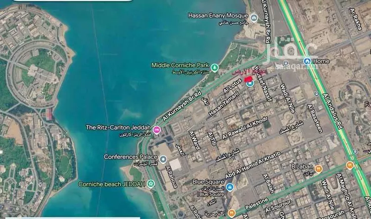 أرض للبيع في شارع طريق الكورنيش, حي الحمراء, مدينة جدة, منطقة مكة المكرمة صورة 2