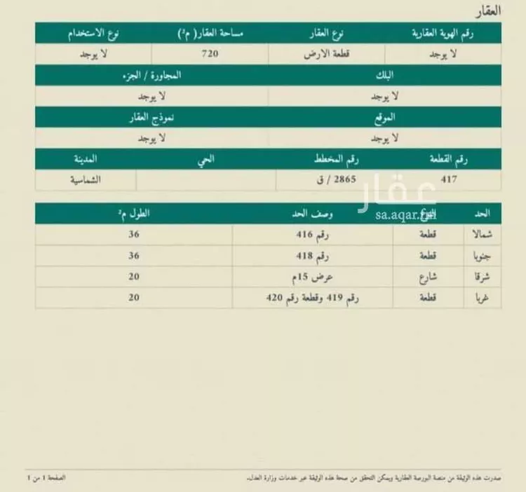 أرض للبيع في شارع النبقيه 723 ، النبقية ، الشماسية