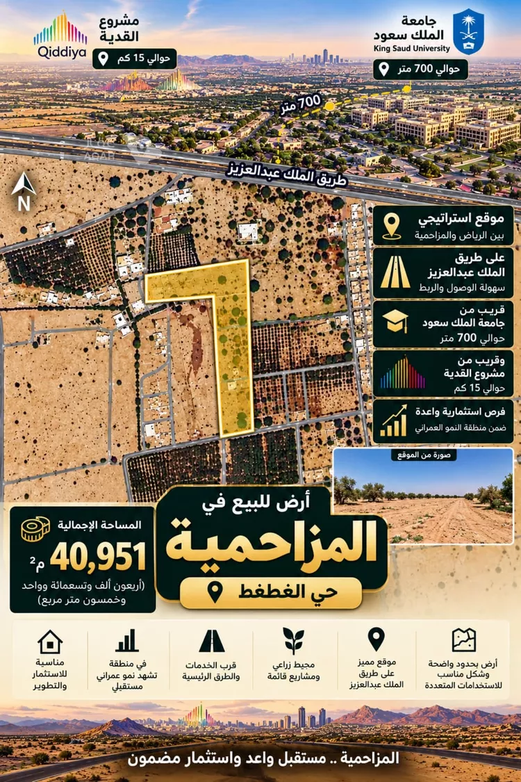 أرض للبيع في شارع عرض10, حي الغطغط, مدينة المزاحمية, منطقة الرياض