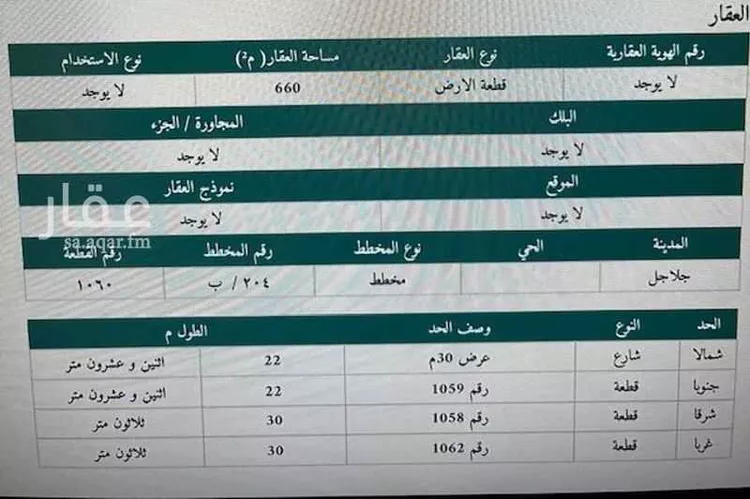 أرض للبيع في شارع الملك فيصل 36 ، جلاجل ، المجمعة