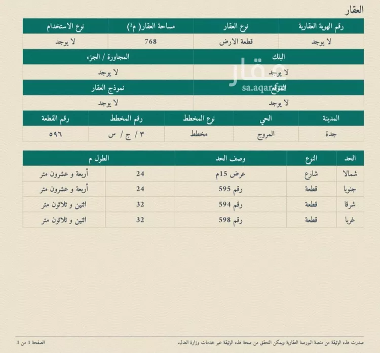 أرض للبيع في حي المروج, مدينة جدة, منطقة مكة المكرمة