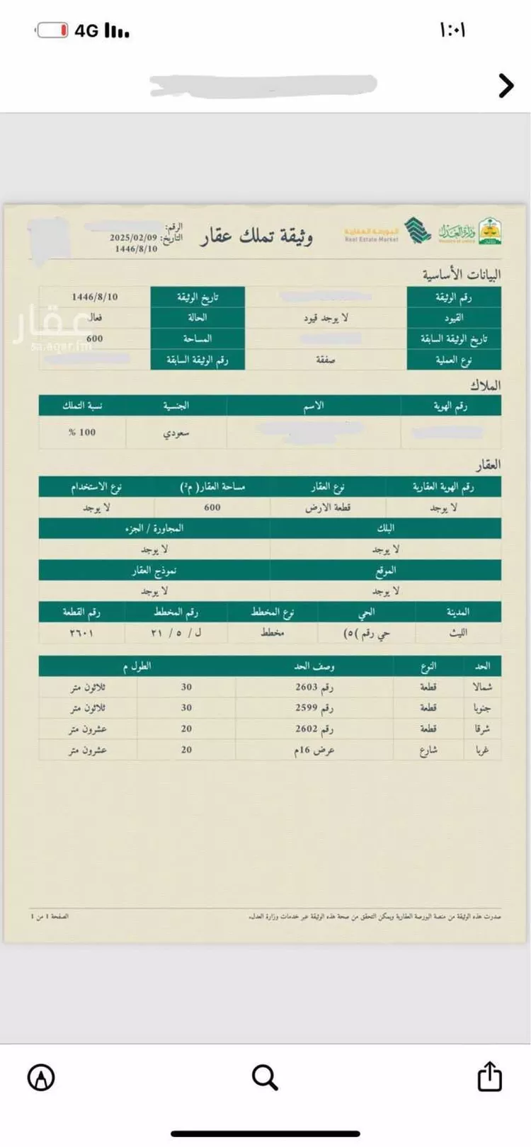 أرض للبيع في شارع عبدالملك السلمي, حي (حي رقم (5, مدينة الليث, منطقة مكة المكرمة صورة 5