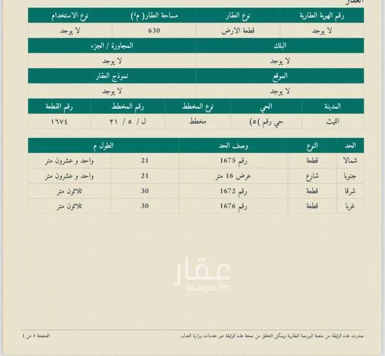 أرض للبيع في حي (حي رقم (4, مدينة الليث, منطقة مكة المكرمة صورة 4