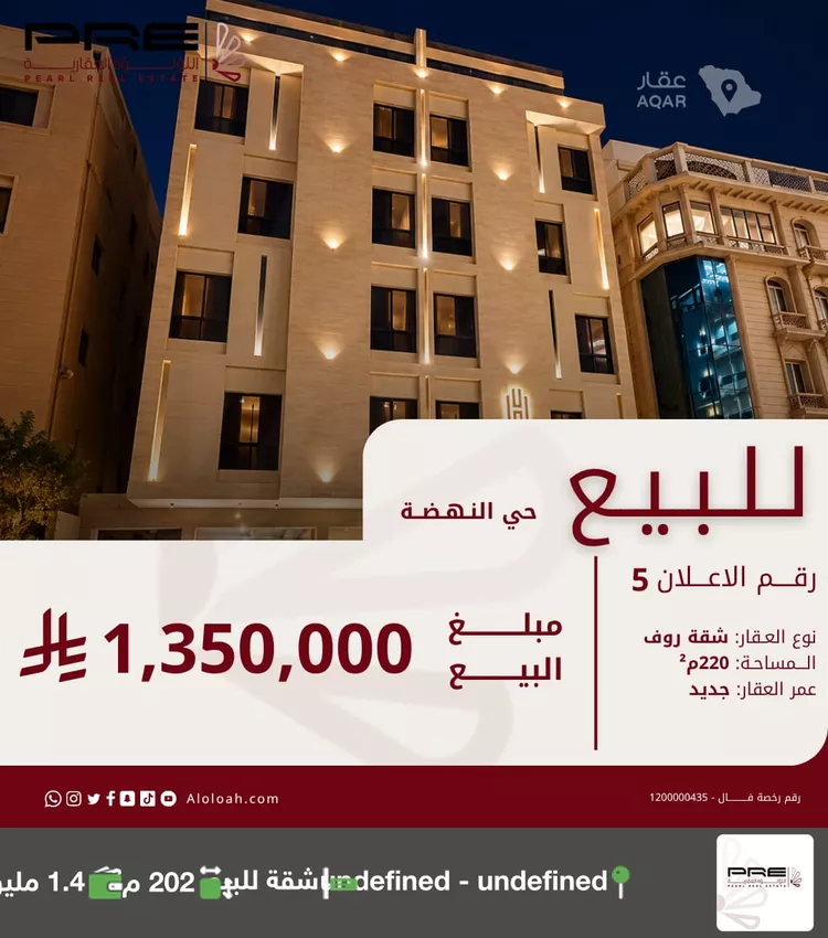 شقة للبيع في شارع يوم اليرموك, حي النهضة, مدينة جدة, منطقة مكة المكرمة