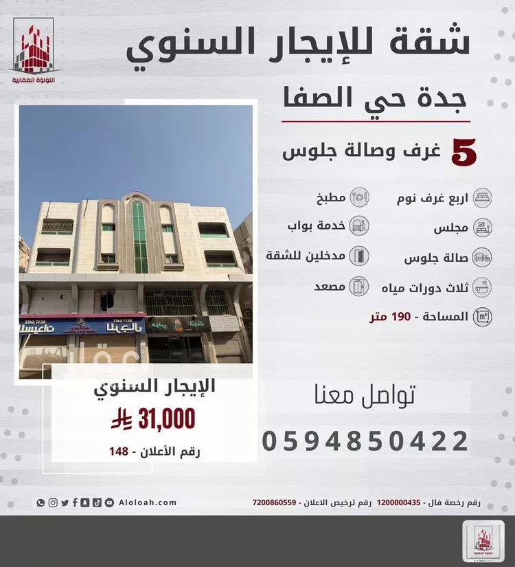 شقة للإيجار في شارع الشاكرين, حي الصفاء, مدينة جدة, منطقة مكة المكرمة