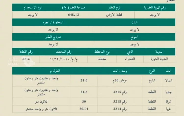 أرض للبيع في شارع ثابت ابن المنذر, حي الخضراء, مدينة المدينة المنورة, منطقة المدينة المنورة