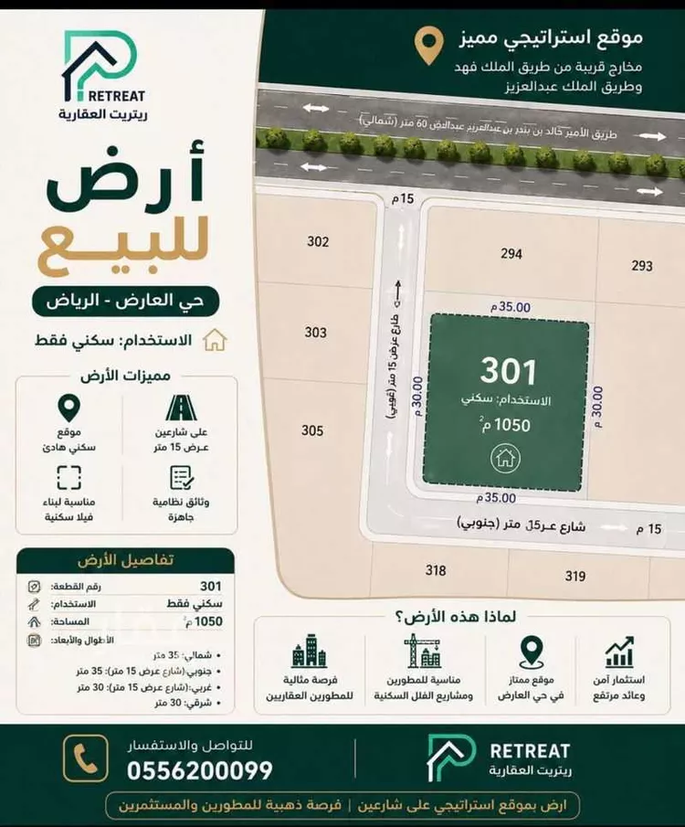 أرض للبيع في حي العارض, مدينة الرياض, منطقة الرياض صورة 2