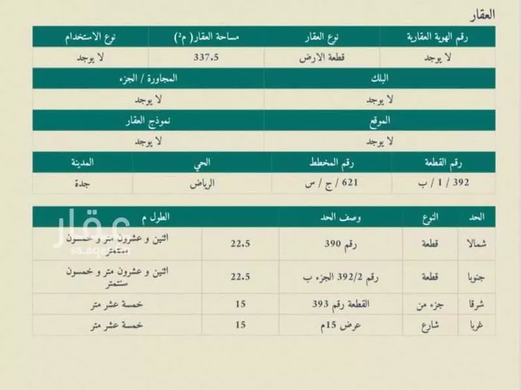 أرض للبيع في حي الرياض, مدينة جدة, منطقة مكة المكرمة
