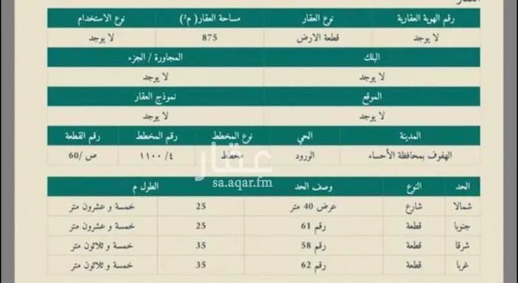 أرض للبيع في شارع المنيزلة, حي الورود الثالث, مدينة الاحساء, المنطقة الشرقية