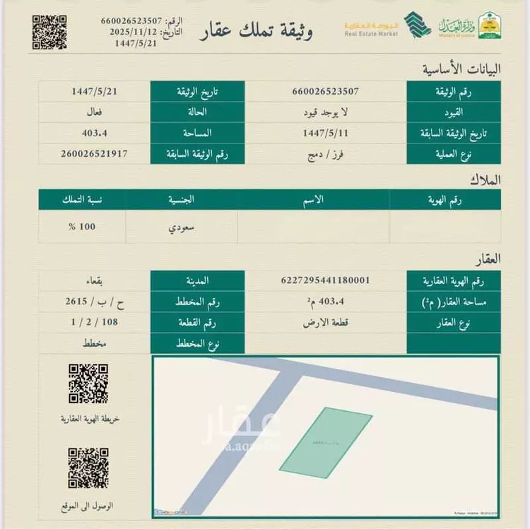 Land for Sale in Baqaa Al Suhaibi