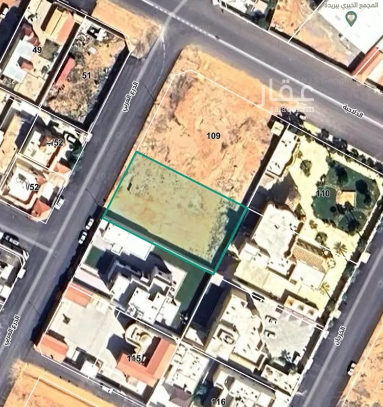 أرض للبيع في شارع الدرع العربي, حي الرحاب, مدينة بريده, منطقة القصيم صورة 2