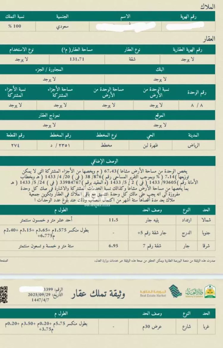 شقة للبيع في حي ظهرة لبن ، الرياض ، منطقة الرياض
