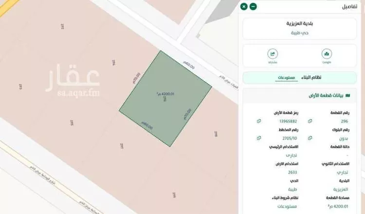 أرض للبيع في شارع الفرات, حي طيبة, مدينة الرياض, منطقة الرياض صورة 2