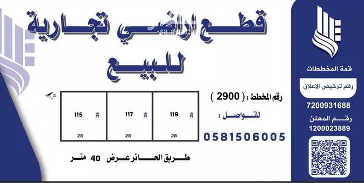 أرض للبيع في شارع الحائر الفرعي, حي العزيزية, مدينة الرياض, منطقة الرياض صورة 2