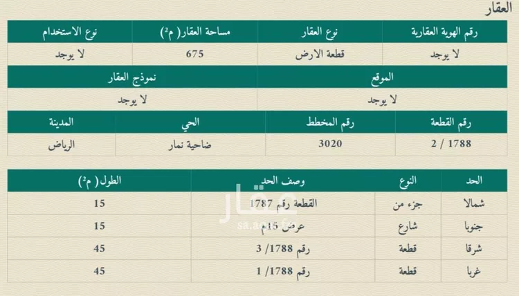 أرض للبيع في حي ضاحية نمار, مدينة الرياض, منطقة الرياض صورة 2