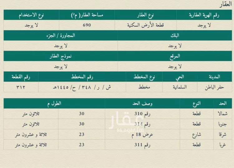 أرض للبيع في مدينة حفر الباطن, المنطقة الشرقية