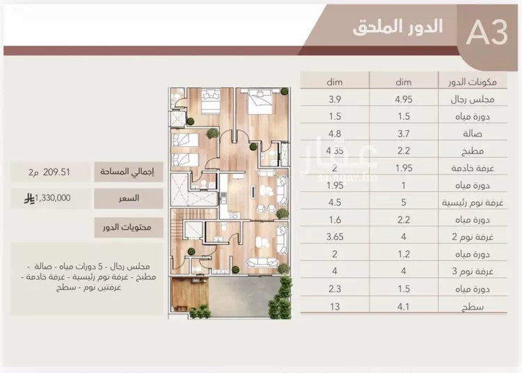 شقة للبيع في شارع نهر النعامين, حي قرطبة, مدينة الرياض, منطقة الرياض صورة 3