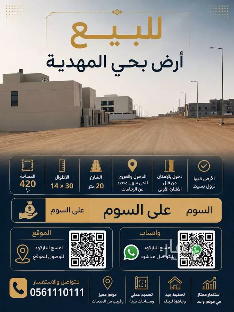 أرض للبيع في شارع علي بن طاهر, حي المهدية, مدينة الرياض, منطقة الرياض صورة 2