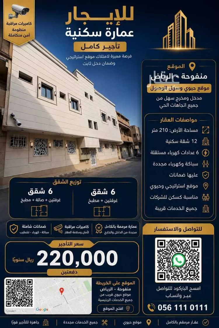 عمارة للإيجار في شارع الحريفة, حي منفوحة, مدينة الرياض, منطقة الرياض