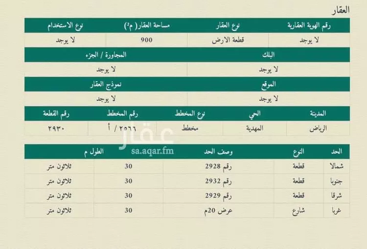 أرض للبيع في شارع ابن فتوح الحميدي, حي المهدية, مدينة الرياض, منطقة الرياض صورة 5