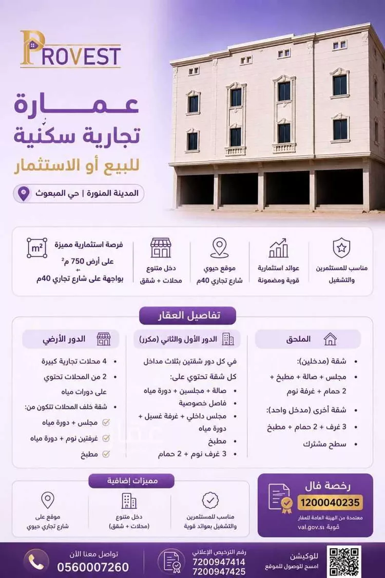 عمارة للإيجار في شارع نافع بن ثابت بن الزبير, حي الملك فهد, مدينة المدينة المنورة, منطقة المدينة المنورة