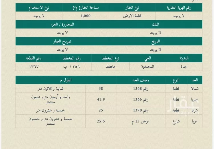 أرض للبيع في شارع احمد الزبيري, حي المحمدية, مدينة جدة, منطقة مكة المكرمة 1 صورة