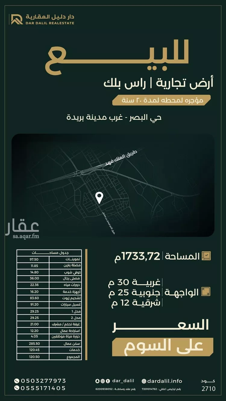 محطة للبيع في شارع النور, حي البصر1, مدينة البصر, منطقة القصيم