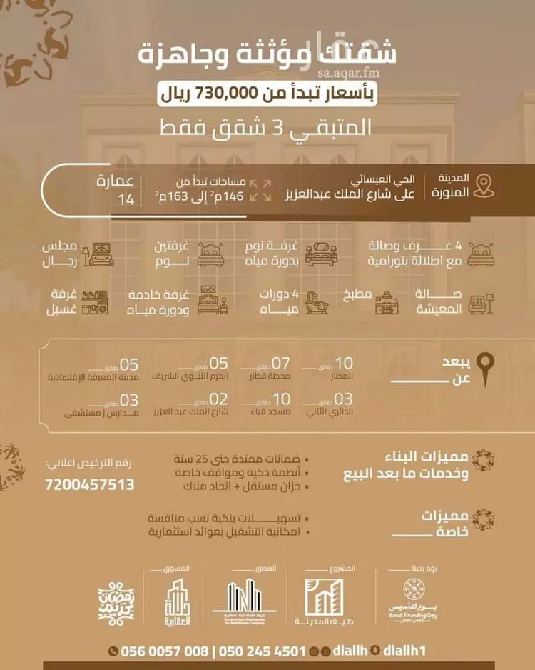شقة للبيع في شارع عبدالرحمن بن محمد بن احمد, حي الإسكان, مدينة المدينه المنوره, منطقة المدينة المنورة