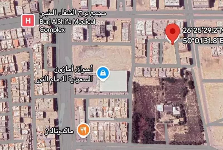 أرض للبيع في شارع ظافر الكندي, حي النور, مدينة الدمام, المنطقة الشرقية