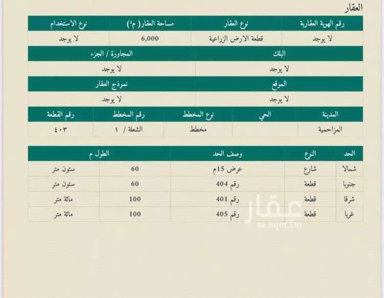 أرض للبيع في شارع هجرة الاوسط 982, مدينة المزاحميه, منطقة الرياض