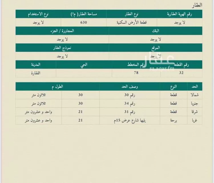 أرض للبيع في شارع 00000, حي الفقاره ومزارعها الشرقيه, مدينة الفقاره ومزارعها الشرقيه, منطقة الرياض