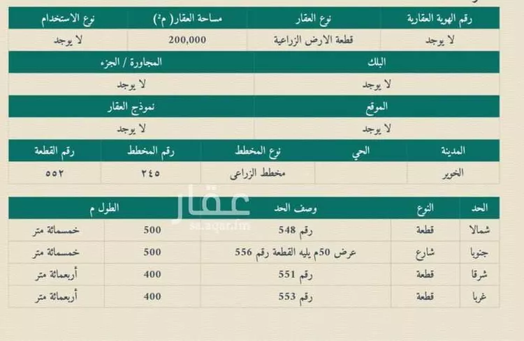 أرض للبيع في شارع 0000, حي الخوير, مدينة الخوير, منطقة حائل