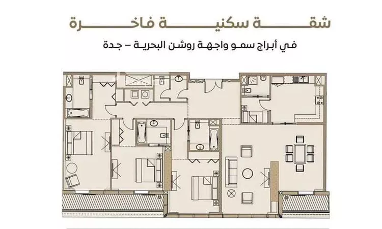 شقة للبيع في شارع طريق الكورنيش, حي الشاطئ, مدينة جدة, منطقة مكة المكرمة صورة 2