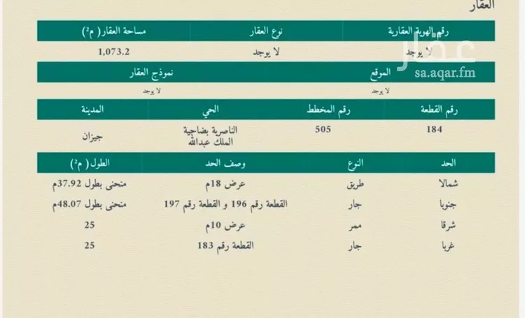 أرض للبيع في حي الناصرية 5, مدينة جازان, منطقة جازان