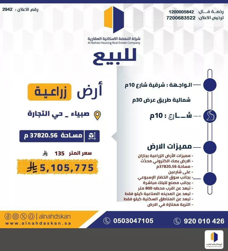 أرض للبيع في شارع الشارع العام , حي التجارة, مدينة صبياء, منطقة جازان