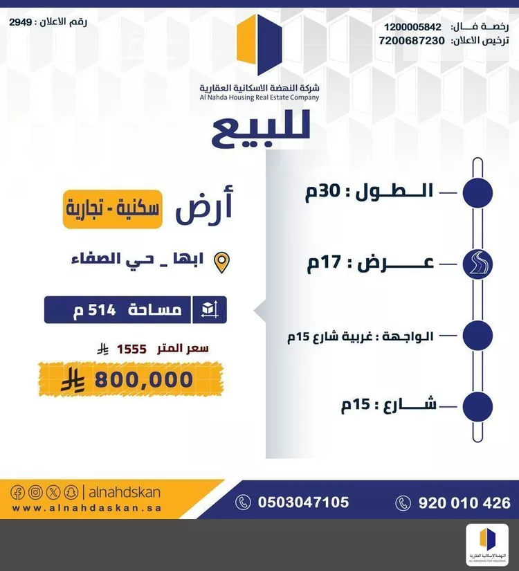أرض للبيع في شارع الشارع العام, حي الصفاء, مدينة ابها, منطقة عسير