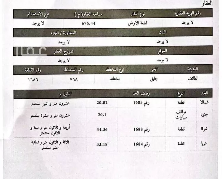 أرض للبيع في حي الحوية ، الطائف ، الطائف
