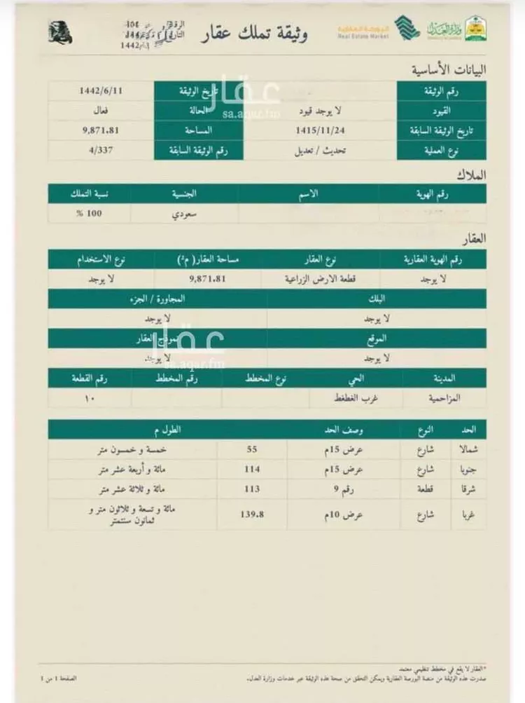 أرض للبيع في شارع المزاحميه 1594, حي الغطغط, مدينة المزاحمية, منطقة الرياض