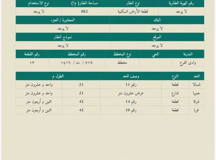 أرض للبيع في شارع غير مسمى, حي مخطط وادي  الفرع, مدينة وادي  الفرع, منطقة المدينة المنورة صورة 2