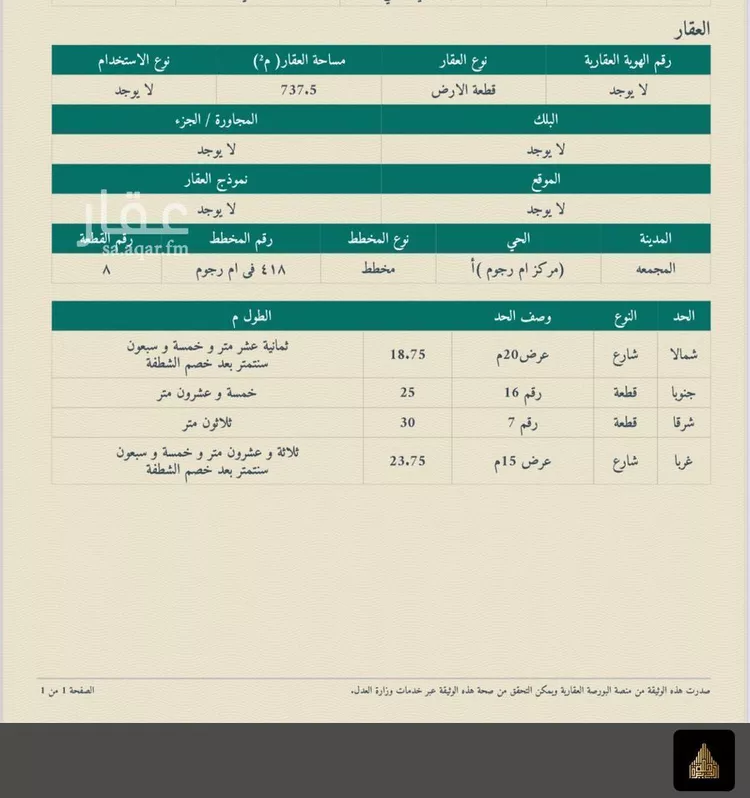 أرض للبيع في شارع شارع الأمير نايف, حي ام رجوم, مدينة ام رجوم, منطقة الرياض صورة 3