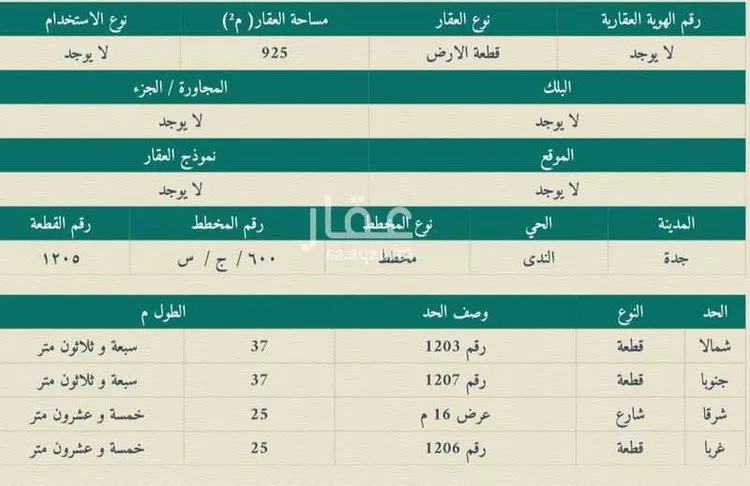 أرض للبيع في حي الندى, مدينة جدة, منطقة مكة المكرمة صورة 2