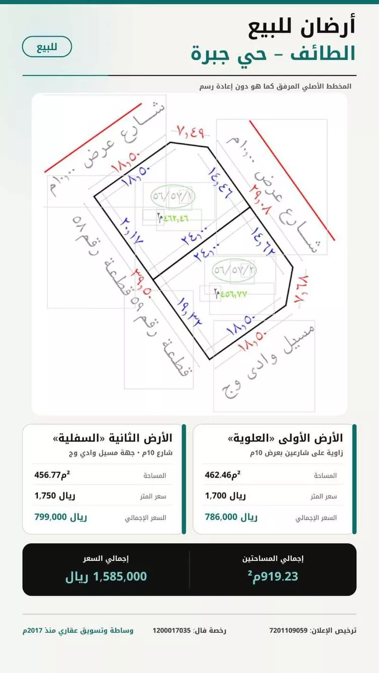 أرض للبيع في شارع جبره, حي جبرة, مدينة الطائف, منطقة مكة المكرمة صورة 2
