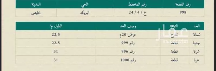 أرض للبيع في شارع مراره بن الربيع ، البريكة ، خليص