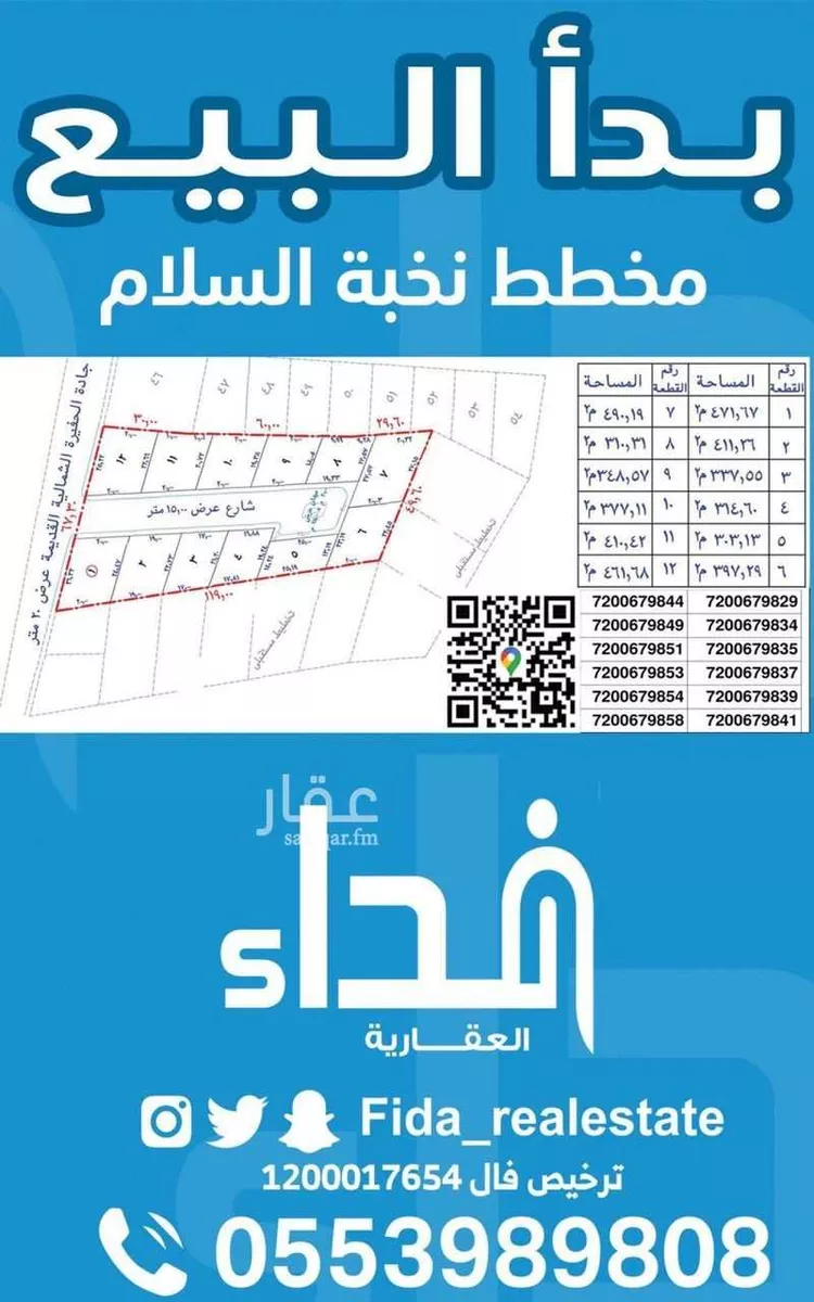 أرض للبيع في حي السلام, مدينة عنيزه, منطقة القصيم
