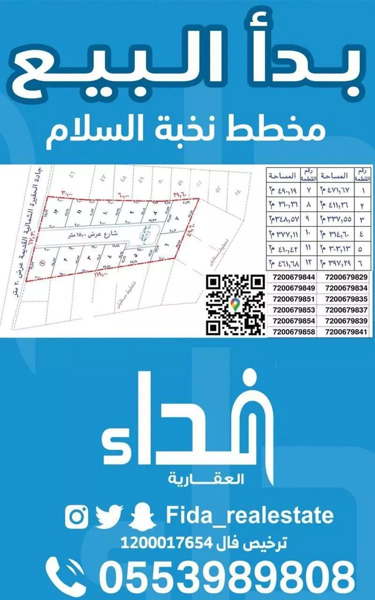 أرض للبيع في حي السلام, مدينة عنيزه, منطقة القصيم