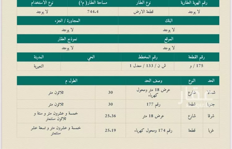 أرض للبيع في حي حي الروابي, مدينة النعيريه, المنطقة الشرقية
