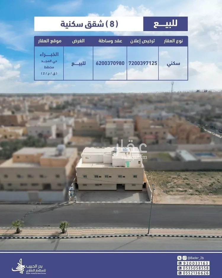 شقة للبيع في شارع طريق الامير سلطان بن عبدالعزيز, حي القدس, مدينة الخبراء والسحابين, منطقة القصيم