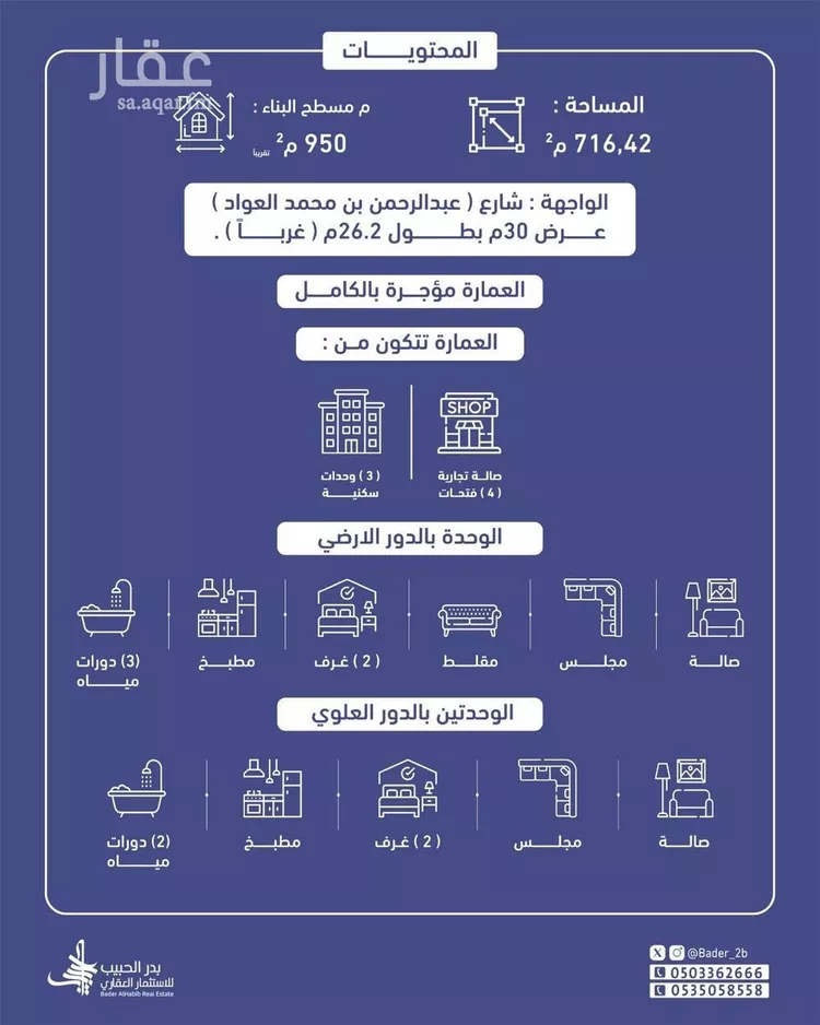 عمارة للبيع في شارع شارع عبدالرحمن بن محمد العواد, حي الخليج, مدينة البكيرية, منطقة القصيم صورة 2