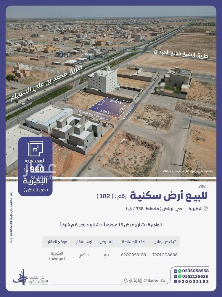 أرض للبيع في شارع عبدالله ابن هاني, حي الرياض, مدينة البكيرية, منطقة القصيم صورة 2