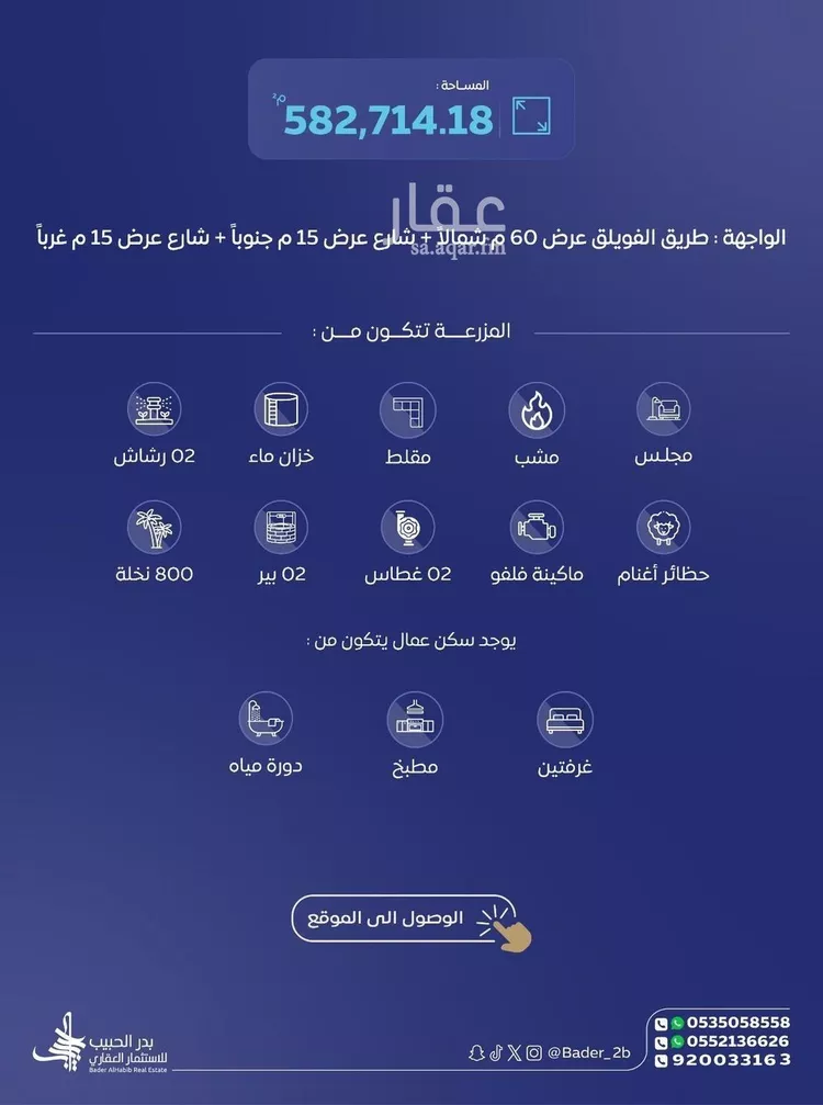 مزرعة للبيع في شارع عام, مدينة الفويلق, منطقة القصيم صورة 2